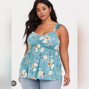 Blue Floral Babydoll Tank